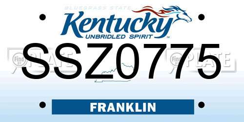 SSZ0775 Kentucky License Plate