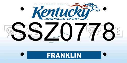 SSZ0778 Kentucky License Plate
