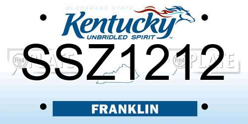 SSZ1212 Kentucky License Plate