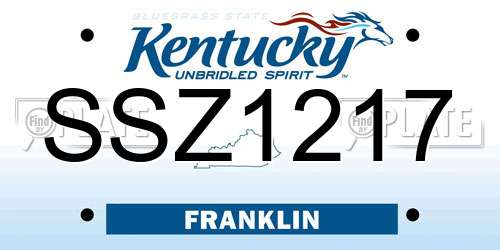 SSZ1217 Kentucky License Plate