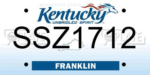 SSZ1712 Kentucky License Plate