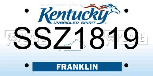 SSZ1819 Kentucky License Plate