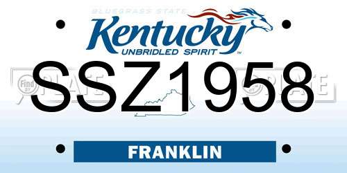 SSZ1958 Kentucky License Plate