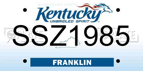 SSZ1985 Kentucky License Plate