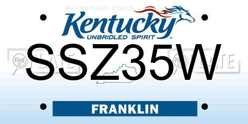 SSZ35W Kentucky License Plate