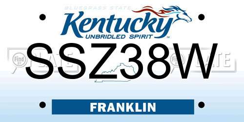 SSZ38W Kentucky License Plate