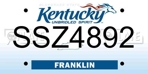 SSZ4892 Kentucky License Plate