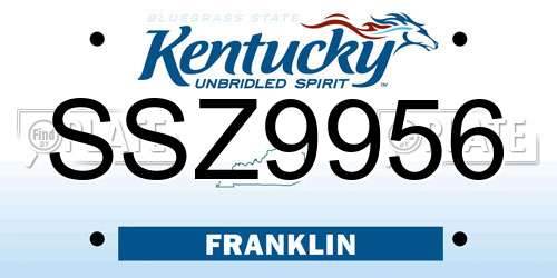 SSZ9956 Kentucky License Plate