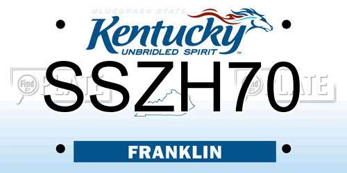 SSZH70 Kentucky License Plate