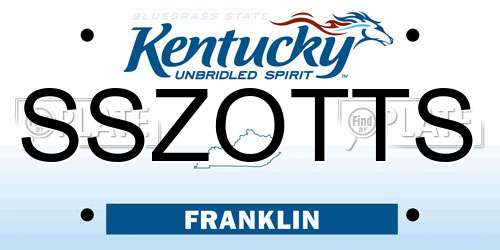 SSZOTTS Kentucky License Plate
