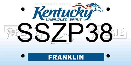 SSZP38 Kentucky License Plate