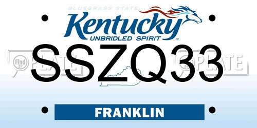 SSZQ33 Kentucky License Plate