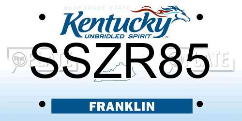 SSZR85 Kentucky License Plate