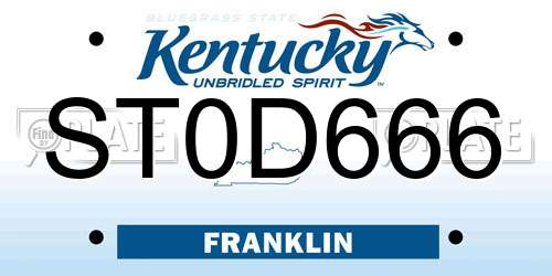 ST0D666 Kentucky License Plate