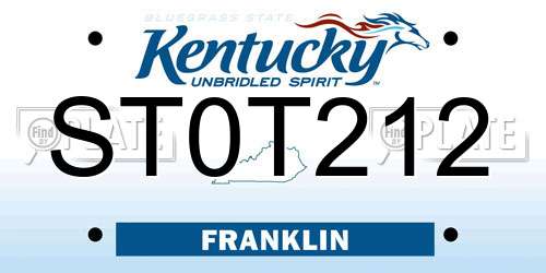 ST0T212 Kentucky License Plate