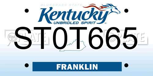 ST0T665 Kentucky License Plate