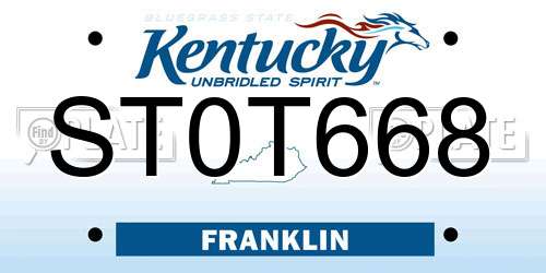 ST0T668 Kentucky License Plate