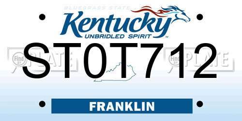 ST0T712 Kentucky License Plate