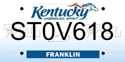 ST0V618 Kentucky License Plate