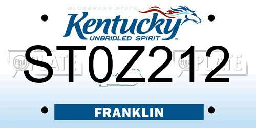 ST0Z212 Kentucky License Plate