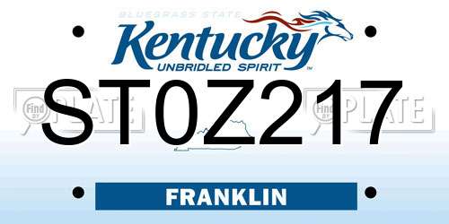 ST0Z217 Kentucky License Plate