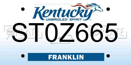 ST0Z665 Kentucky License Plate
