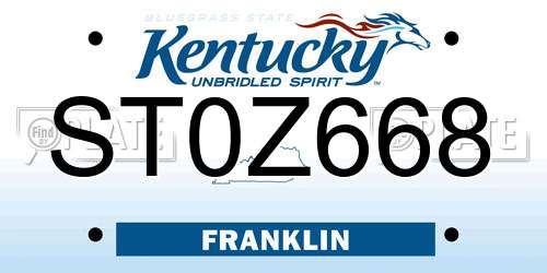 ST0Z668 Kentucky License Plate