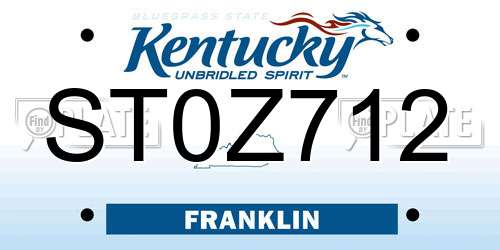 ST0Z712 Kentucky License Plate