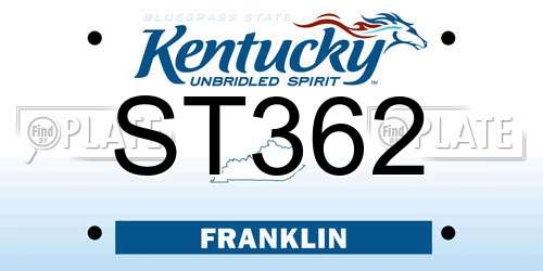 ST362 Kentucky License Plate