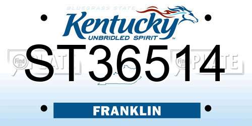 ST36514 Kentucky License Plate