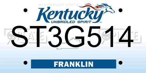 ST3G514 Kentucky License Plate