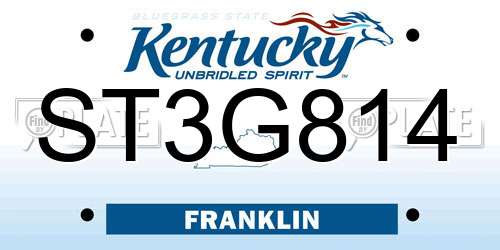 ST3G814 Kentucky License Plate