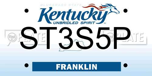 ST3S5P Kentucky License Plate