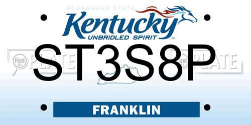 ST3S8P Kentucky License Plate
