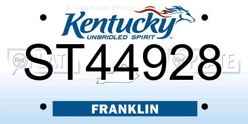 ST44928 Kentucky License Plate