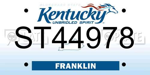 ST44978 Kentucky License Plate