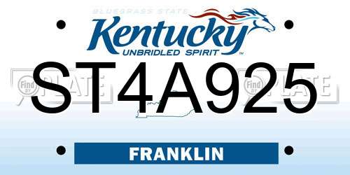 ST4A925 Kentucky License Plate