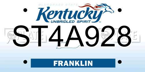 ST4A928 Kentucky License Plate