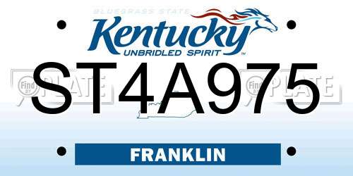 ST4A975 Kentucky License Plate