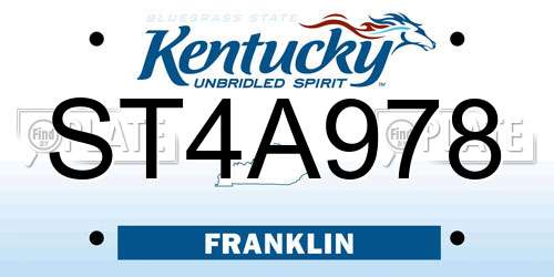 ST4A978 Kentucky License Plate