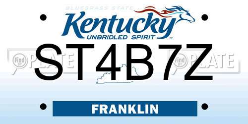 ST4B7Z Kentucky License Plate