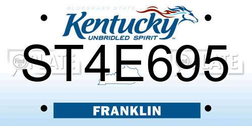 ST4E695 Kentucky License Plate