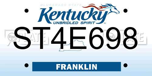 ST4E698 Kentucky License Plate