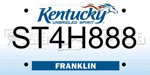 ST4H888 Kentucky License Plate