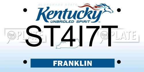 ST4I7T Kentucky License Plate