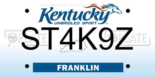 ST4K9Z Kentucky License Plate