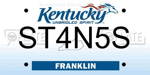 ST4N5S Kentucky License Plate