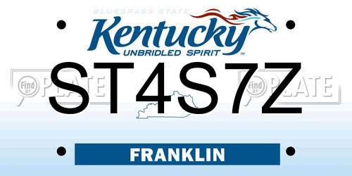 ST4S7Z Kentucky License Plate