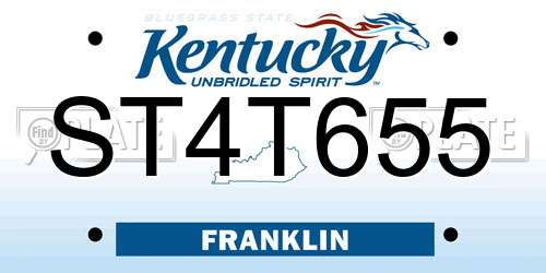 ST4T655 Kentucky License Plate