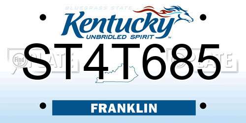 ST4T685 Kentucky License Plate